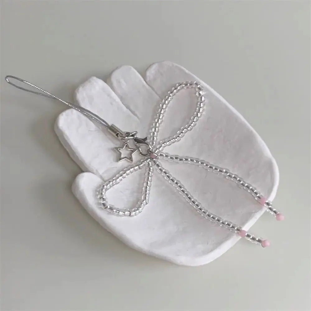 Phone Charms Bead Phone Pendant Butterfly Sweet Girl Y2K Phone Lanyard Ins Korea Handmade Cellphone Chain CCD Camera