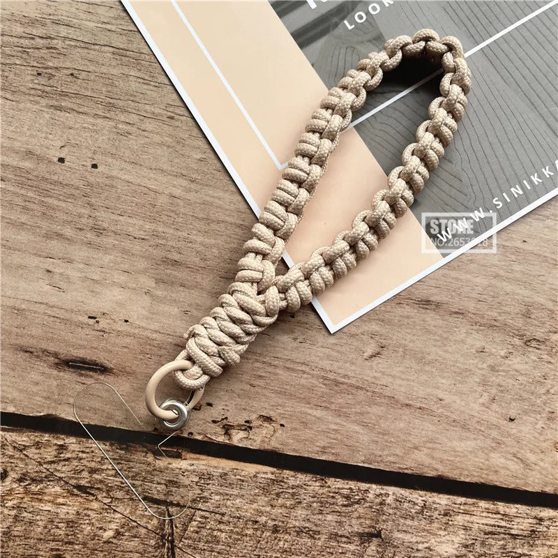 Phone Charm Strap Braided Wrist Strap Outdoor Bracelet Telephone Chain Solid Keychain for Cell Phone Accessories Camera Lanyard
