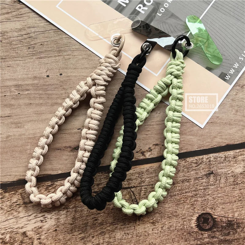 Phone Charm Strap Braided Wrist Strap Outdoor Bracelet Telephone Chain Solid Keychain for Cell Phone Accessories Camera Lanyard
