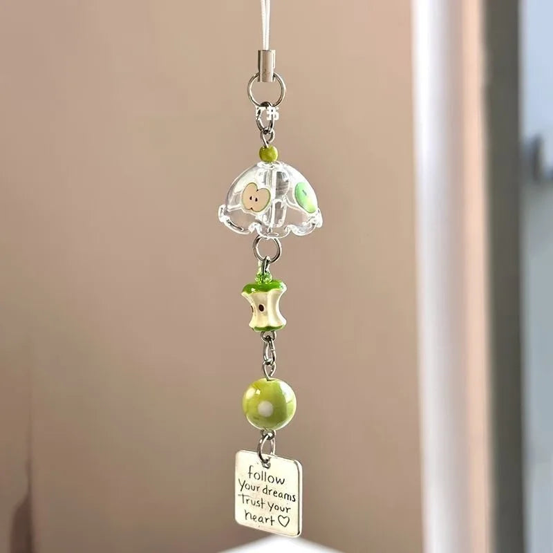Phone Jewelry Plant Phone Charm Hangings Lucky Four Leaf Grass Phone Strap Keychain Acrylic Charm Suitable for Bags and Keys