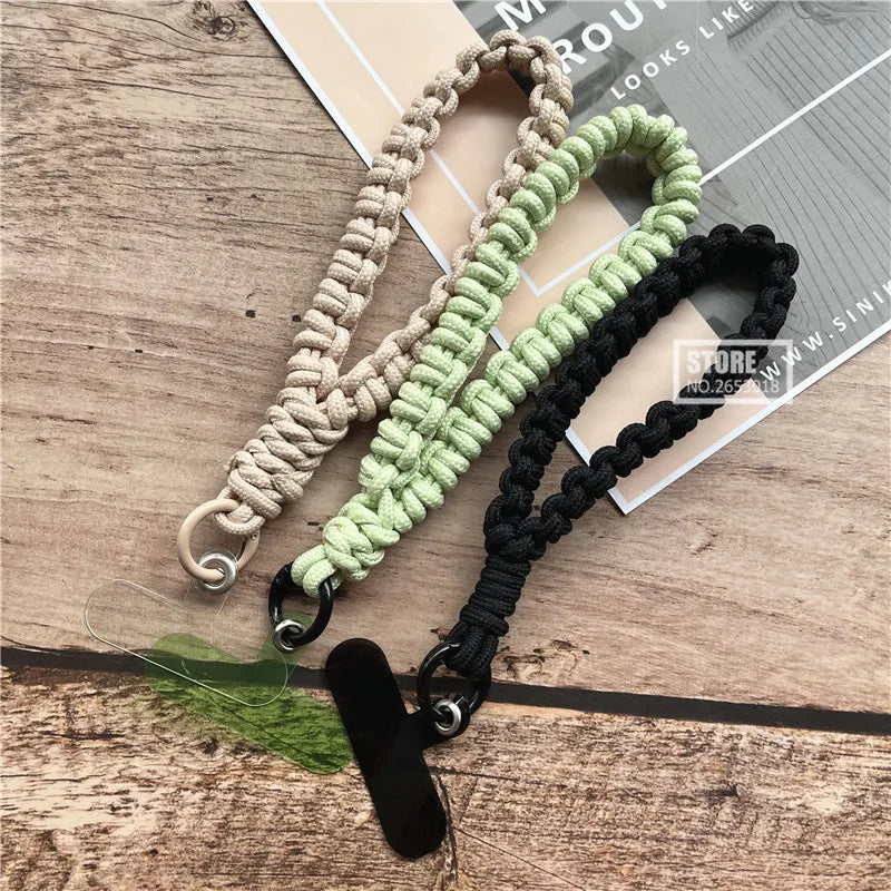 Phone Charm Strap Braided Wrist Strap Outdoor Bracelet Telephone Chain Solid Keychain for Cell Phone Accessories Camera Lanyard