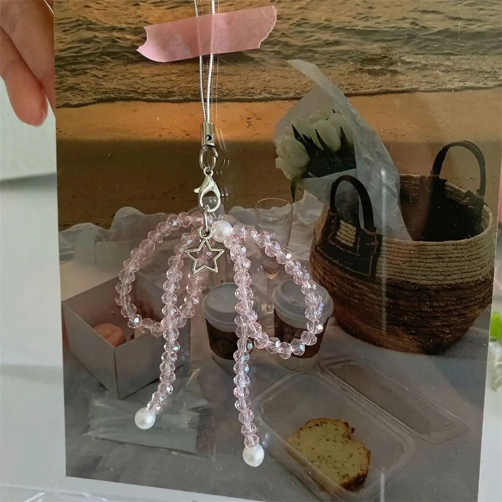 Phone Charms Bead Phone Pendant Butterfly Sweet Girl Y2K Phone Lanyard Ins Korea Handmade Cellphone Chain CCD Camera