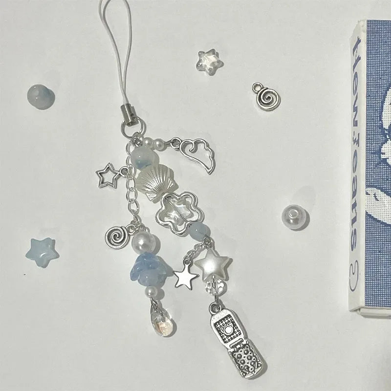Blue phone charm Y2K handmade