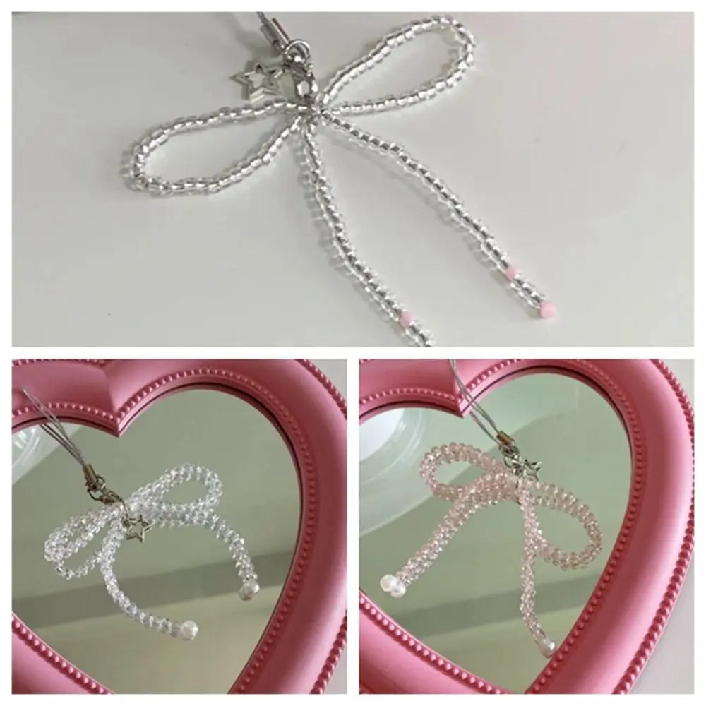 Phone Charms Bead Phone Pendant Butterfly Sweet Girl Y2K Phone Lanyard Ins Korea Handmade Cellphone Chain CCD Camera
