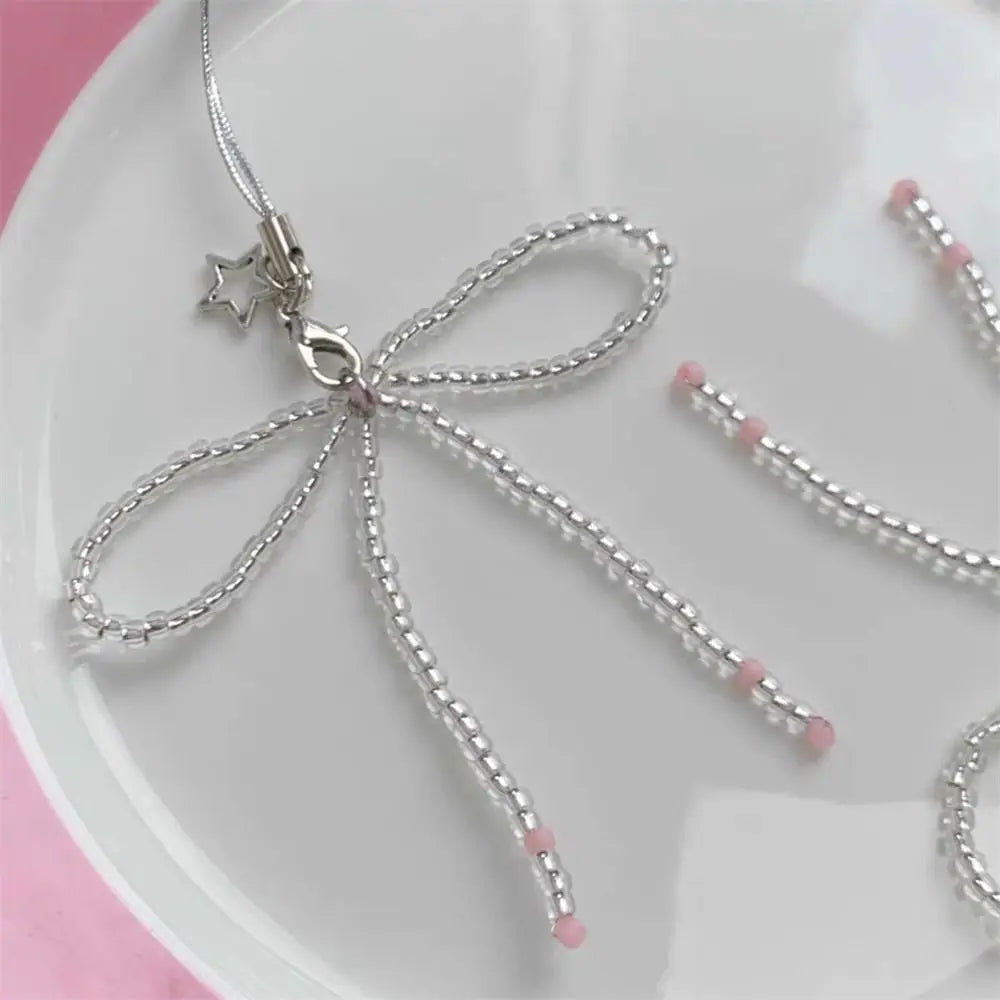 Phone Charms Bead Phone Pendant Butterfly Sweet Girl Y2K Phone Lanyard Ins Korea Handmade Cellphone Chain CCD Camera