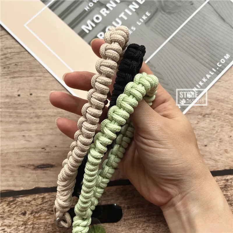 Phone Charm Strap Braided Wrist Strap Outdoor Bracelet Telephone Chain Solid Keychain for Cell Phone Accessories Camera Lanyard