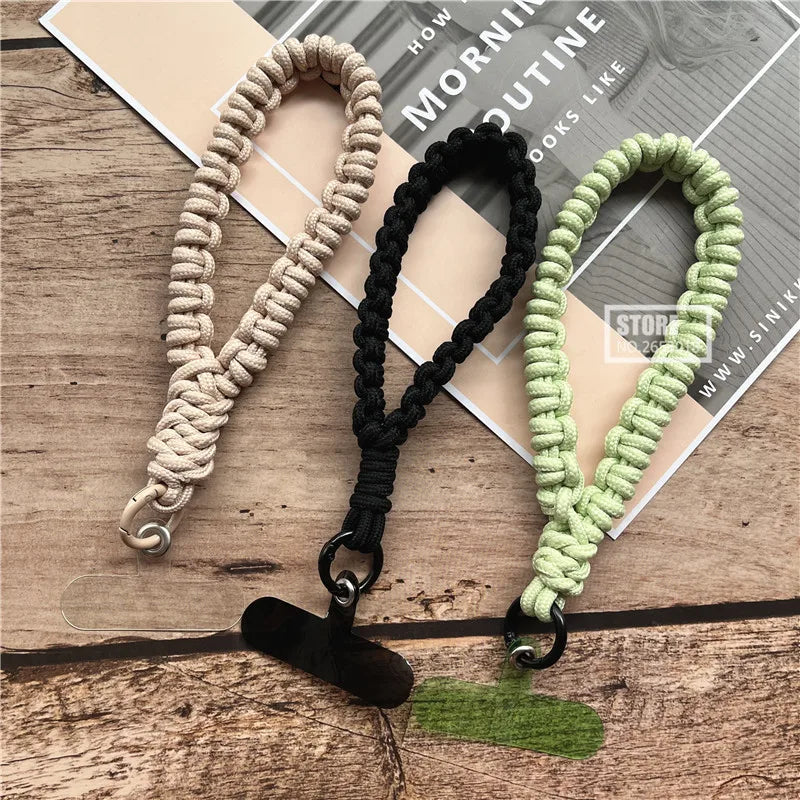 Phone Charm Strap Braided Wrist Strap Outdoor Bracelet Telephone Chain Solid Keychain for Cell Phone Accessories Camera Lanyard