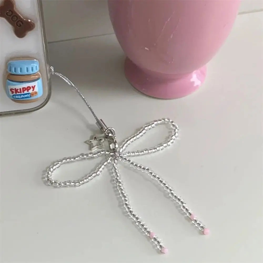 Phone Charms Bead Phone Pendant Butterfly Sweet Girl Y2K Phone Lanyard Ins Korea Handmade Cellphone Chain CCD Camera
