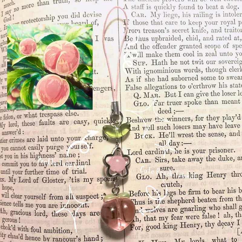Handmade Pink Peach Phone Charm /Mushroom Phone Charm