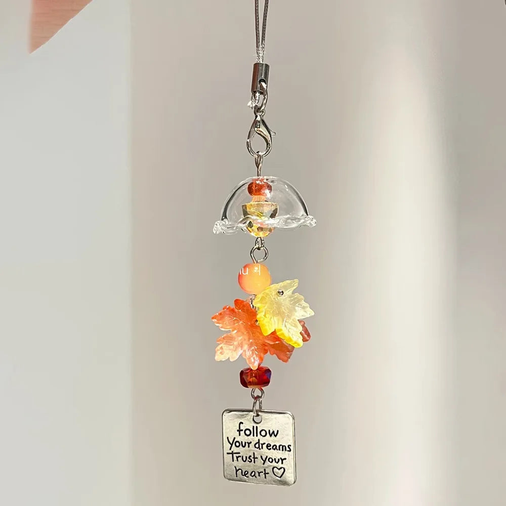 Phone Jewelry Plant Phone Charm Hangings Lucky Four Leaf Grass Phone Strap Keychain Acrylic Charm Suitable for Bags and Keys