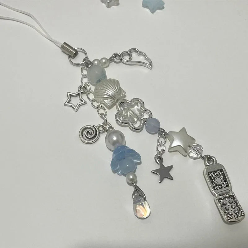 Blue phone charm Y2K handmade