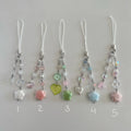Pastel Star Phone Charms Stainless Steel Glass Ceramic Beaded Keychains