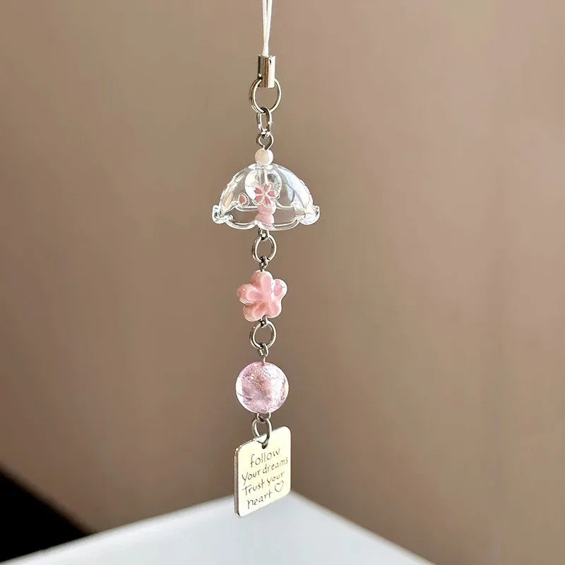 Phone Jewelry Plant Phone Charm Hangings Lucky Four Leaf Grass Phone Strap Keychain Acrylic Charm Suitable for Bags and Keys