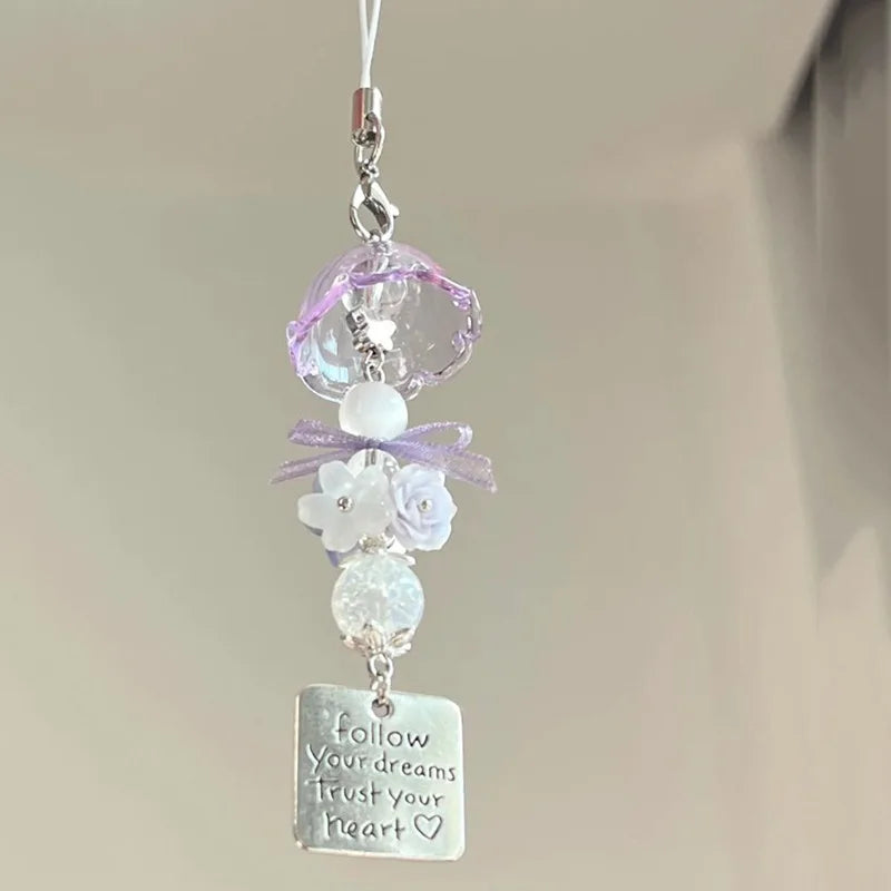 Phone Jewelry Plant Phone Charm Hangings Lucky Four Leaf Grass Phone Strap Keychain Acrylic Charm Suitable for Bags and Keys