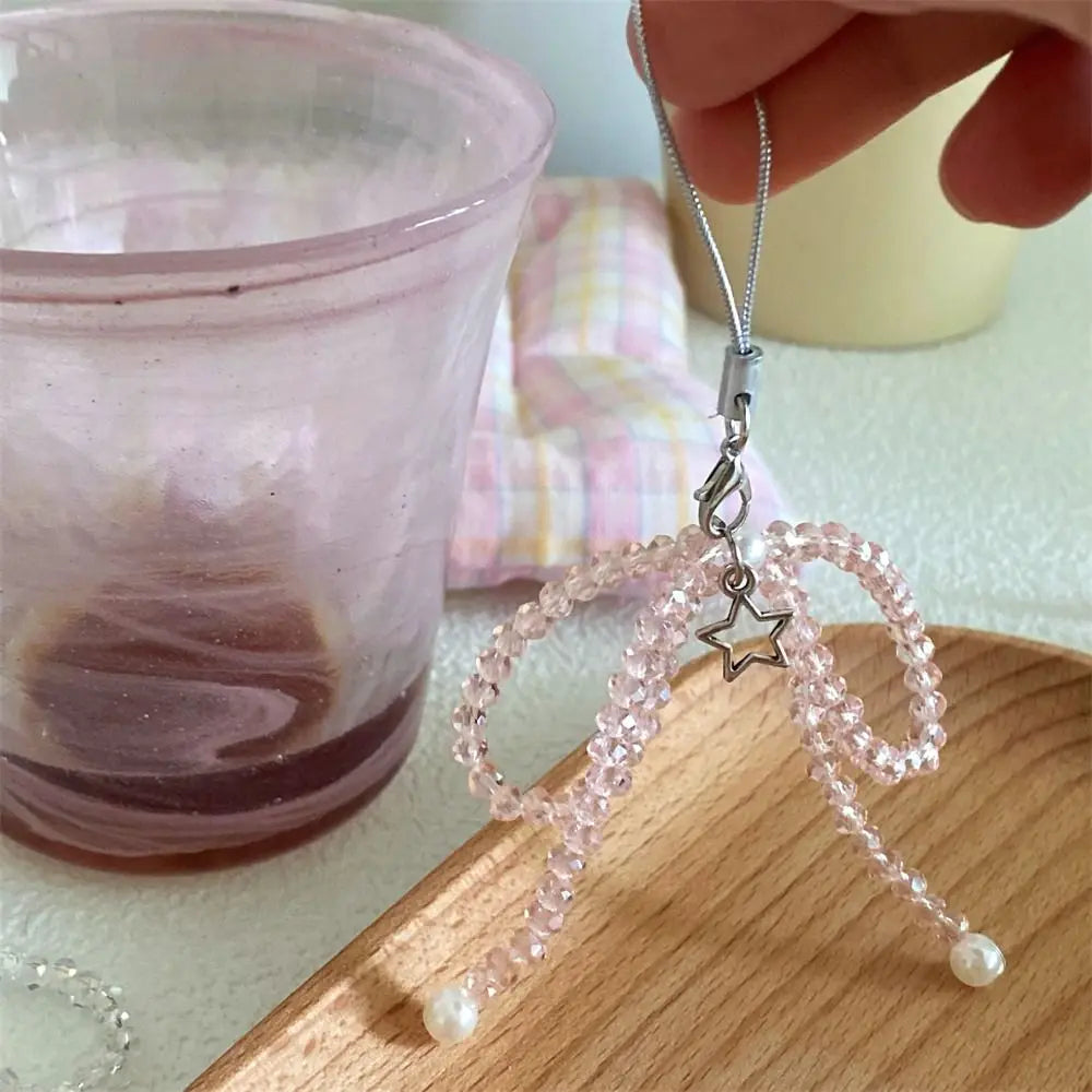 Phone Charms Bead Phone Pendant Butterfly Sweet Girl Y2K Phone Lanyard Ins Korea Handmade Cellphone Chain CCD Camera