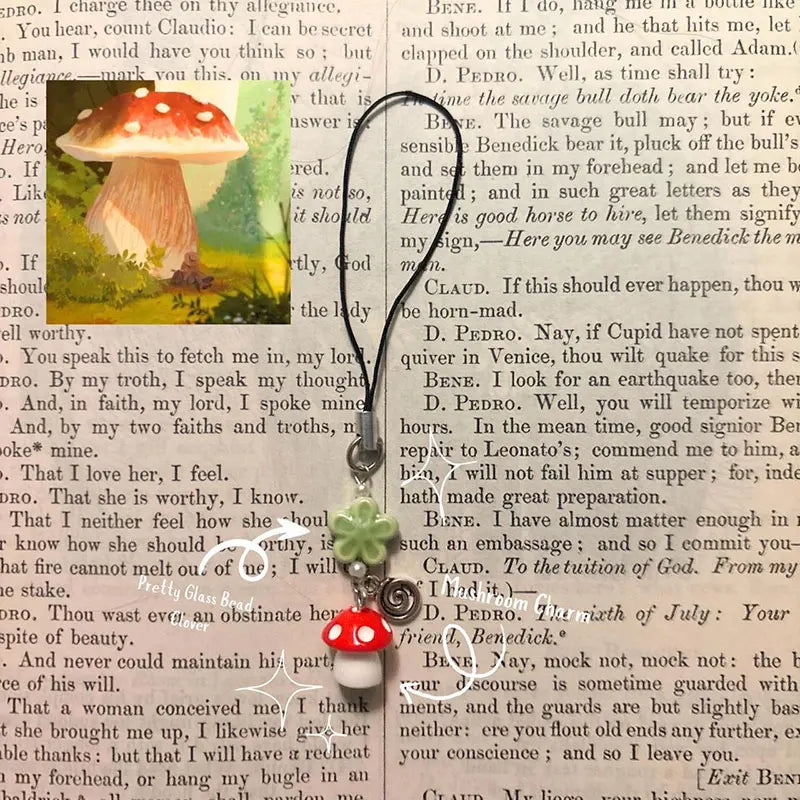 Handmade Pink Peach Phone Charm /Mushroom Phone Charm