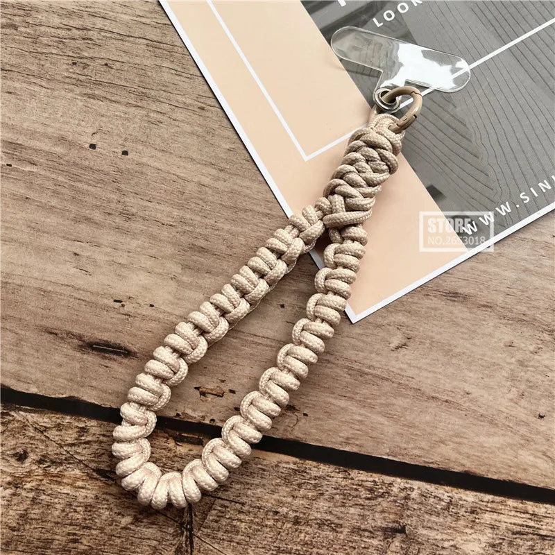 Phone Charm Strap Braided Wrist Strap Outdoor Bracelet Telephone Chain Solid Keychain for Cell Phone Accessories Camera Lanyard