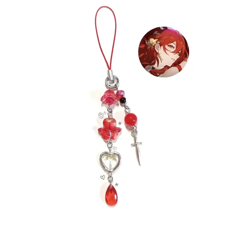 Handmade Honkai: Star Rail inspired phone charm/keychain, stelle, feixiao，aglaea ，himeko，castorice，kafka