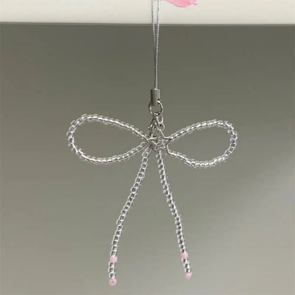 Phone Charms Bead Phone Pendant Butterfly Sweet Girl Y2K Phone Lanyard Pink Bow Strap Keychain Cellphone Chain CCD Camera