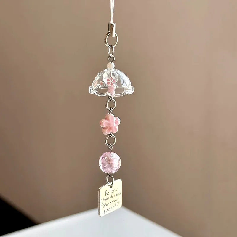 Phone Jewelry Plant Phone Charm Hangings Lucky Four Leaf Grass Phone Strap Keychain Acrylic Charm Suitable for Bags and Keys